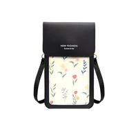 PORRASSO Borsa a Tracolla per Cellulare con Finestra Touch Screen Donna Borsa per Cellulare PU Borsa a Spalla Cellulare Portafogli per Shopping Viaggio Nero