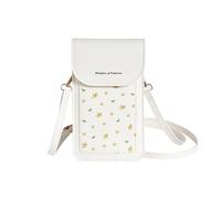 PORRASSO Borsa a Tracolla per Cellulare con Finestra Touch Screen Donna Borsa per Cellulare PU Borsa a Spalla Portafogli per Shopping Viaggio Bianco