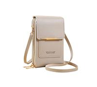 PORRASSO Borsa a Tracolla per Cellulare con Finestra Touch Screen - Moda Portafogli PU a Spalla per Donna, Shopping e Viaggio - Grigio