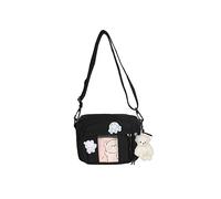 PORRASSO Borsa a Tracolla per Ragazze Borse a Spalla con Ciondolo per Bambola Multitasche Nylon Borsetta Carina Borsa Messenger per Viaggio Uso Quotidiano Nero B