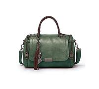 PORRASSO Borsa a Tracolla Retrò da Donna Borsa A Tracolla Impermeabile Borsa Messenger in Pelle PU Lavoro Viaggi Incontri Borsa Boston, Verde, L, Rétro