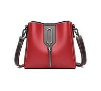 PORRASSO Borse a Secchiello da Donna Borse a Mano Moda Borsa a Tracolla Borsetta Pelle Impermeabile Borsa a Spalla per Lavoro Viaggio Uso Quotidiano Rosso