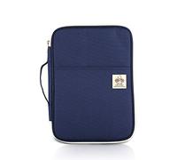 PORRASSO Cartella portadocumenti formato A4, multifunzionale, universale, con chiusura lampo, Oxford, impermeabile, marina