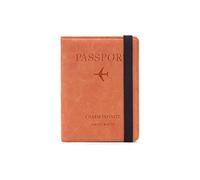 PORRASSO Custodia per Passaporto Copertina per Passaporto in PU con Blocco RFID Supporto per Passaporto per Donna Uomo Carte D'Identità Carte di Credito Biglietti Aerei Passaporto Arancione