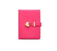 PORRASSO Diario Di Viaggio PU Ragazze Taccuino Donna Bloc Notes con Serratura Pagine Bianche Creativo Journal Copertina Rigida 288 pagine - Rosa Rossa