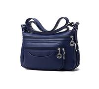 PORRASSO Donna Borsa a Tracolla Multitasche Impermeabile Borse a Spalla Crossbody Bag PU Borsetta per Lavoro Shopping Viaggio Uso Quotidiano Blu