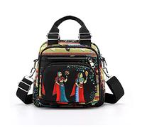 PORRASSO Donna Borsa a Tracolla Piccolo Zaino Casual Borse a Spalla Multitasche Nylon Borsetta Daypack per Lavoro Viaggio Uso Quotidiano Albero