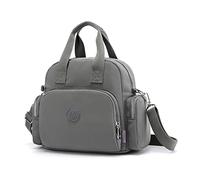 PORRASSO Donna Zaino Moda Borsa a Spalla Borsetta Multifunzionale con Porta Ricarica USB Nylon Borse a Tracoll Scuola Lavoro Viaggio Zaini Grigio