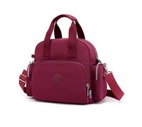 PORRASSO Donna Zaino Moda Borsa a Spalla Borsetta Multifunzionale con Porta Ricarica USB Nylon Borse a Tracoll Scuola Lavoro Viaggio Zaini Vino Rosso