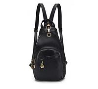 PORRASSO Donna Zaino Monospalla Piccolo Zaini Moda Borse a Spalla Ragazze Impermeabile PU Pelle Borsa a Tracolla Sport Viaggio Ciclismo Lavoro Sling Bag Nero