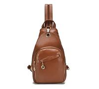 PORRASSO Donna Zaino Monospalla Piccolo Zaini Moda Borse a Spalla Ragazze Impermeabile PU Pelle Borsa a Tracolla Sport Viaggio Ciclismo Lavoro Sling Bag Marrone