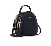 PORRASSO Mini Zaino Donna Moda Borsetta Ragazze Impermeabile Borse a Tracoll con Foro per Auricolari Pelle Daypack Viaggio Incontri Piccolo Zaini Nero