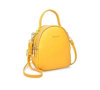 PORRASSO Mini Zaino Donna Moda Borsetta Ragazze Impermeabile Borse a Tracoll con Foro per Auricolari Pelle Daypack Viaggio Incontri Piccolo Zaini Giallo
