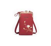 PORRASSO Moda Borse a Tracolla Donna Piccola Borsa per Cellulare con Fessure per Carte PU Mini Cellulare Portafogli Rosso