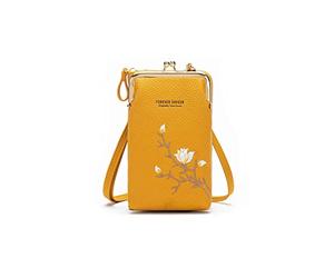 PORRASSO Moda Borse a Tracolla Donna Piccola Borsa per Cellulare con Fessure per Carte PU Mini Cellulare Portafogli Giallo