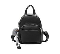PORRASSO Moda Mini Zaino Donna Piccolo Zaini Ragazze Zaino in Pelle PU Daypack con Pompon per Viaggio Incontri Uso Quotidiano Nero