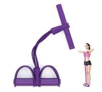 PORRASSO Multifunzione Resistenza Allenamento Pedale Fascia Elastica Pedal Pull Rope Corda Elastica Sit-Up Bodybuilding Expander Fune di Tensione 4 Tubi Esercitatore per Gambe - Viola