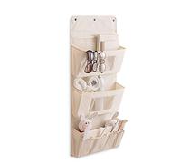 PORRASSO Organizer da Appendere Borsa Portaoggetti con Tasche Porta Muro Organizzatore Pratico Portaoggetti in Stoffa per Casa Ufficio Albicocca