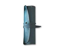PORRASSO Pelle Astuccio Portamatite Arrotolato Impermeabile Pencil Case Cartoleria Organizer per Uomini Donne Studenti Scolastico Blu