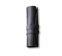 PORRASSO Pelle Astuccio Portamatite Arrotolato Impermeabile Pencil Case Cartoleria Organizer per Uomini Donne Studenti Scolastico Nero
