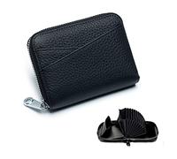 PORRASSO Pelle Portamonete Porta Carte di Credito Protezione RFID Portatile Portafoglio Porta Tessere Multifunzione Coin Purse Porta Carte Credito per Uomo Donna Nero