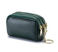 PORRASSO Pelle Portamonete Portatile Astuccio Portachiavi Multifunzione Coin Purse Impermeabile Key Bag per Uomo Donna Verde