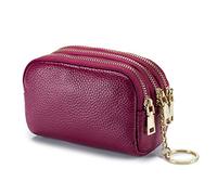 PORRASSO Pelle Portamonete Portatile Astuccio Portachiavi Multifunzione Coin Purse Impermeabile Key Bag per Uomo Donna Viola