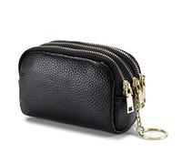 PORRASSO Pelle Portamonete Portatile Astuccio Portachiavi Multifunzione Coin Purse Impermeabile Key Bag per Uomo Donna Nero