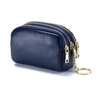 PORRASSO Pelle Portamonete Portatile Astuccio Portachiavi Multifunzione Coin Purse Impermeabile Key Bag per Uomo Donna Blu