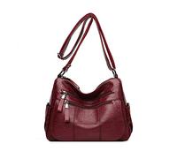 PORRASSO Retrò Borsa a Tracolla Donna Borse a Spalla Multitasche Borsetta Borsa a Tracolla in Morbida Pelle PU per Lavoro Viaggio Uso Quotidiano Rosso