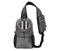 PORRASSO Uomo Zaino Monospalla Borsa a Tracolla Toracica Idrorepellente Zaino Alta Capacità con Molte Tasche Leggero Sling Bag per Trekking Viaggi Uso Quotidiano Grigio