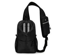 PORRASSO Uomo Zaino Monospalla Borsa a Tracolla Toracica Idrorepellente Zaino Alta Capacità con Molte Tasche Leggero Sling Bag per Trekking Viaggi Uso Quotidiano Nero