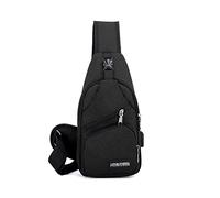 PORRASSO Uomo Zaino Monospalla Piccolo Borse a Spalla con Ricarica USB Sling Bag Leggera Borsa a Tracolla per Viaggio Ciclismo Lavoro Sport Nero