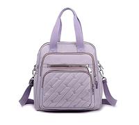 PORRASSO Zaino Moda Borsa a Spalla Donna Borsetta con Porta Ricarica USB Nylon Borse a Tracoll Daypack Borsa da Scuola Lavoro Viaggio Uso Quotidiano Zaini Viola