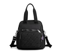 PORRASSO Zaino Moda Borsa a Spalla Donna Borsetta con Porta Ricarica USB Nylon Borse a Tracoll Daypack Borsa da Scuola Lavoro Viaggio Uso Quotidiano Zaini Nero