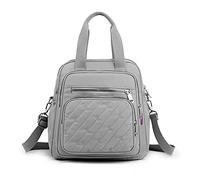 PORRASSO Zaino Moda Borsa a Spalla Donna Borsetta con Porta Ricarica USB Nylon Borse a Tracoll Daypack Borsa da Scuola Lavoro Viaggio Uso Quotidiano Zaini Grigio