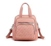 PORRASSO Zaino Moda Borsa a Spalla Donna Borsetta con Porta Ricarica USB Nylon Borse a Tracoll Daypack Borsa da Scuola Lavoro Viaggio Uso Quotidiano Zaini Rosa