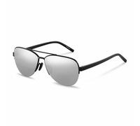Porsche Design P 8676 A Uomo Pilota Occhiali da Sole Nero / Argento a Specchio