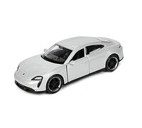 Porsche Taycan Turbo S, 12 cm, modello di auto Welly, in metallo, modello auto, giocattolo per bambini, 4 varianti 27 (argento metallizzato)