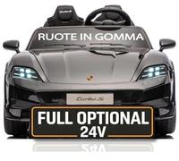 Porsche Taycan Turbo S 24V Auto Elettrica per Bambini 2 Posti Macchina con Telecomando Ruote in Gomma Due Cinture a 3 Punti Luci LED Bluetooth Full Optional Carico Massimo 60 Kg Nero