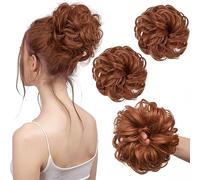 PORSMEER 2 pezzi Chignon Finto per Capelli, Elastici Chignon Finto Sintetica Ondulato Capelli Veri Coda di Cavallo Pezzo di Capelli Spessi Updo per Donne Ragazze,rosso rame
