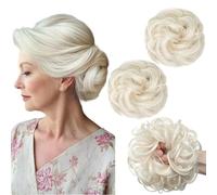 PORSMEER 2 pezzi Chignon Finto per Capelli, Elastici Chignon Finto Sintetica Ondulato Capelli Veri Coda di Cavallo Pezzo di Capelli Spessi Updo per Donne Ragazze,Biondo platino