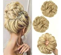 PORSMEER 2 Pezzi Chignon Finto per Capelli, Elastici Chignon Finto Sintetica Ondulato Capelli Veri Coda di Cavallo Pezzo di Capelli Spessi Updo per Donne Ragazze bionda
