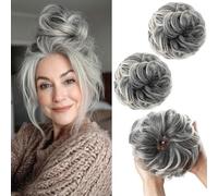 PORSMEER 2 pezzi Chignon Finto per Capelli, Elastici Chignon Finto Sintetica Ondulato Capelli Veri Coda di Cavallo Pezzo di Capelli Spessi Updo per Donne Ragazze