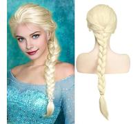 PORSMEER Elsa Princess Cosplay parrucca da donna, capelli biondi intrecciati affascinanti capelli pieni lunghi di ricambio sintetici per costume festa Halloween