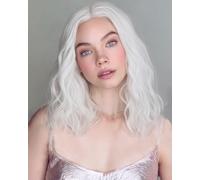 PORSMEER Parrucca da donna corta Bob riccioli per afro/donne/ragazze parrucca centrale naturale parrucca per capelli partenza/costume senza pizzo frontale (bianco)