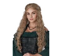 PORSMEER Parrucca da donna lunga ondulata con fascia al centro, capelli sintetici dall'aspetto naturale, per tutti i giorni o le feste (ciocche di colore marrone medio)