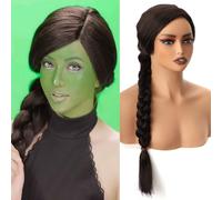 PORSMEER Parrucca da streghe nere marrone per le donne 80 cm lungo marrone intrecciato parrucca per Halloween costume da strega per feste cosplay