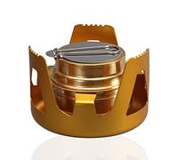 Porssaut Bruciatore ad alcol Stufa portatile in rame Stufa da campeggio Forno in ottone in lega di alluminio Mini ultraleggero con tappo sigillato Coperchio estinguere per barbecue Picnic - Oro