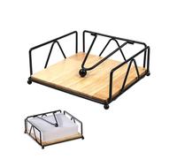 Porssaut Dispenser quadrato per tovaglioli, portatovaglioli in metallo per portatovaglioli da tavolo, supporto piatto diversificato con braccio ponderato, base in legno